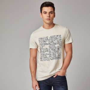 Minimalist Printed Beige T-Shirt – Casual & Stylish