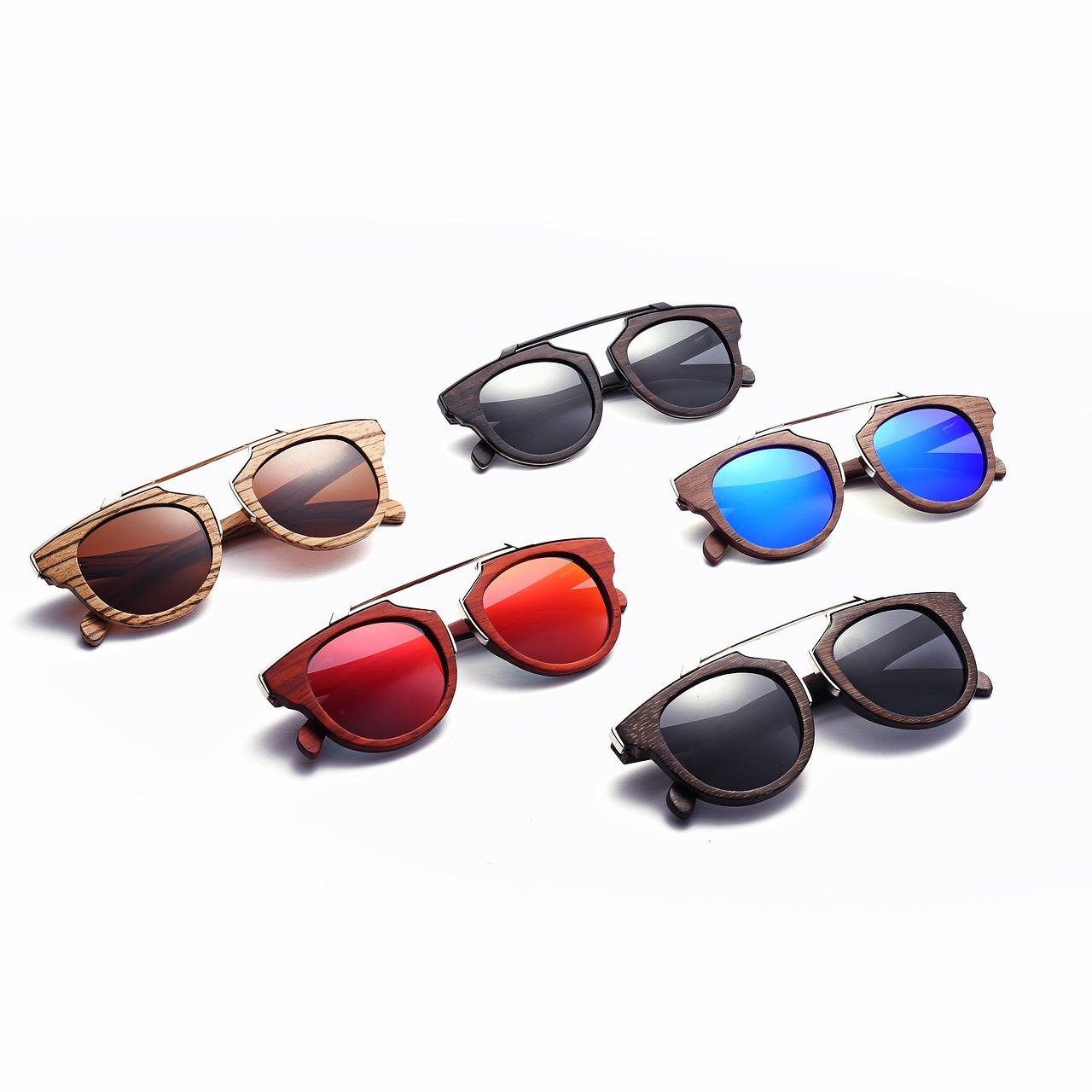 Stylish Wooden Aviator Sunglasses – Set of 5
