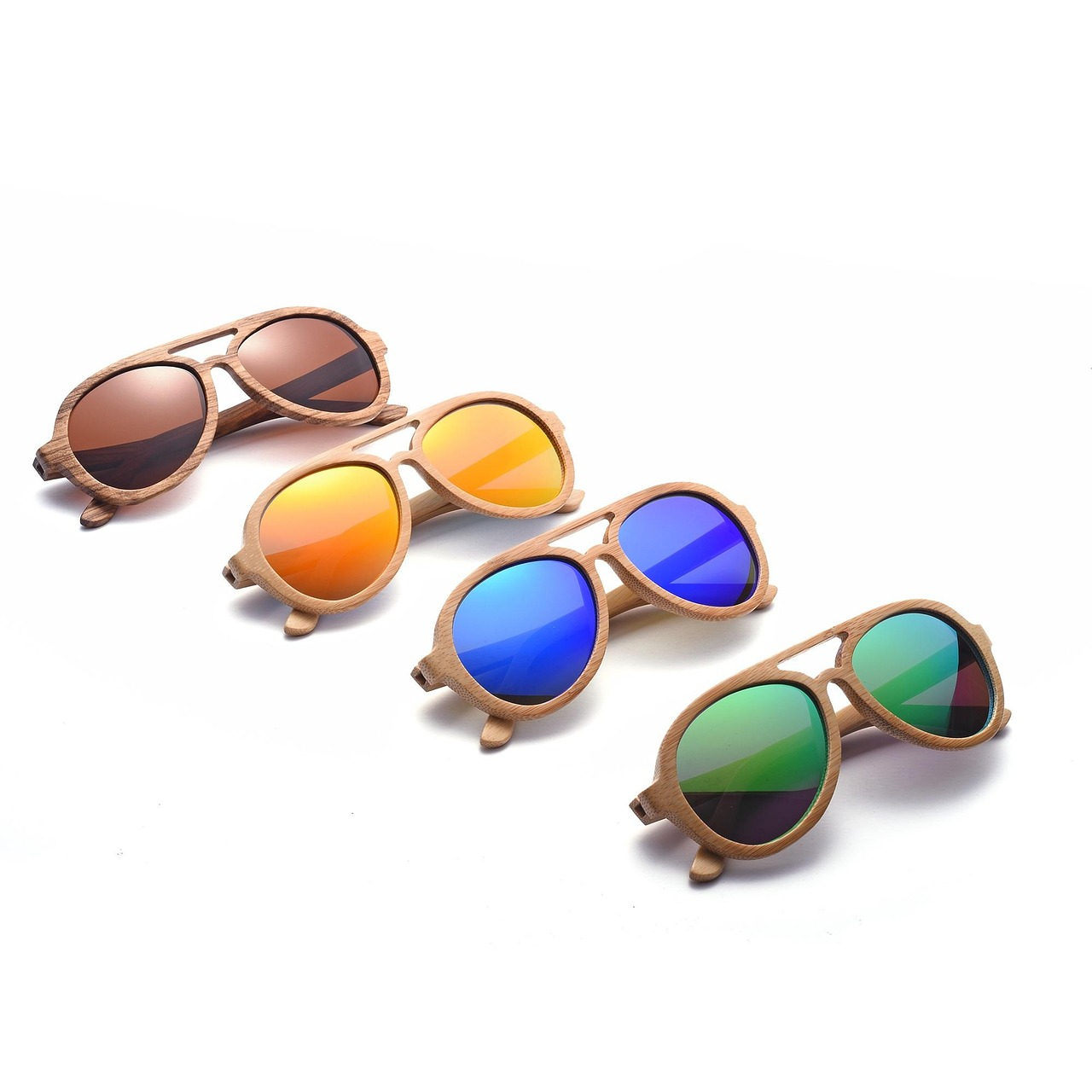 Stylish Wooden Aviator Sunglasses – Set of 4