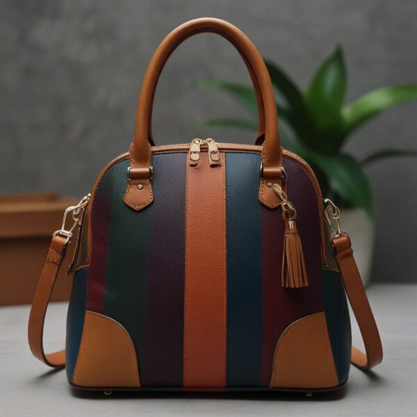 Women's Multi-Colored Leather Dome Satchel - Unique & Stylish