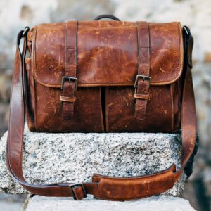 Distressed Brown Leather Messenger Bag - Vintage Style & Rugged Charm