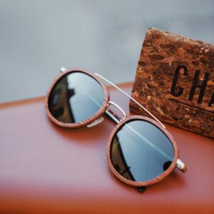 Round Sunglasses with Wooden Frame Accents - Unique & Stylish