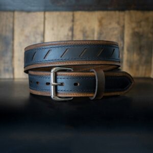 Two-Tone Leather Belt - Handcrafted with Detailed Stitching